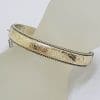 Sterling Silver and 9ct Yellow Gold Ornate Design Hinged Bangle
