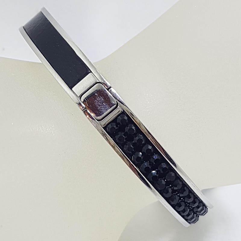 20210716_192703 Plated Swarovski Black Swarovski Crystal Hinged Bangle
