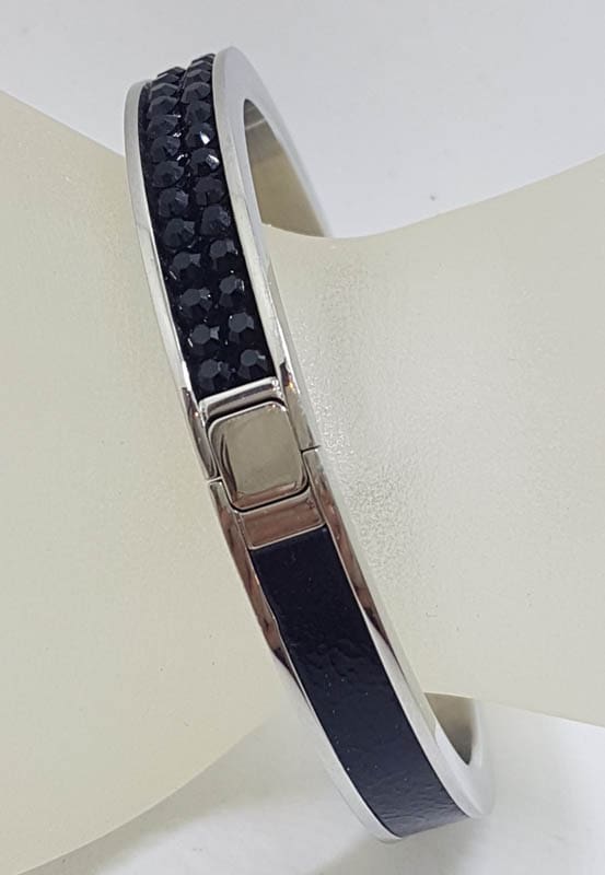 20210716_192721 Plated Swarovski Black Swarovski Crystal Hinged Bangle