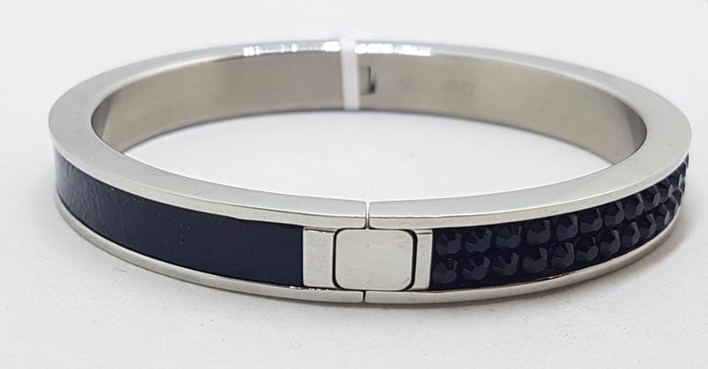 20210716_192828 Plated Swarovski Black Swarovski Crystal Hinged Bangle
