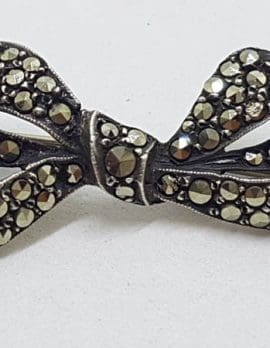 Sterling Silver Marcasite Bow Brooch - Vintage