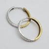 9ct Yellow Gold with White Gold - Two Tone - Patterned Hoop Earrings