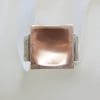 Sterling Silver Rose Tone Large Square Chunky Ring - Israeli Jewellery