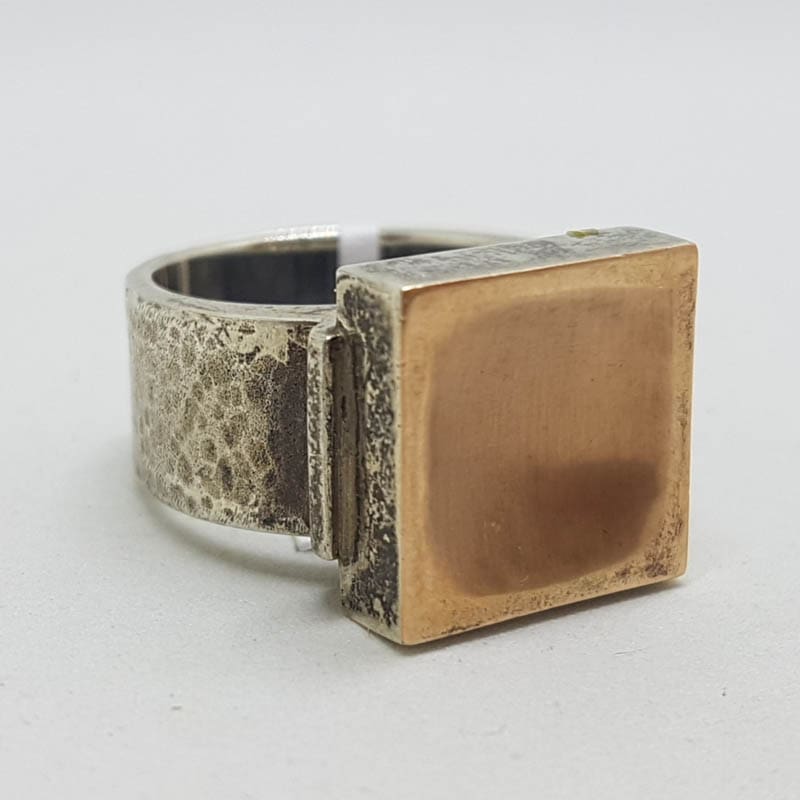 20210716_194300 Sterling Silver Rose Tone Large Square Chunky Ring - Israeli Jewellery
