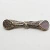 Sterling Silver Marcasite and Mother of Pearl Long Brooch