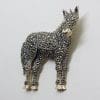Sterling Silver Marcasite Large 3D Horse Brooch