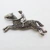 Sterling Silver Marcasite Horse Riding with Jockey Brooch - Racing