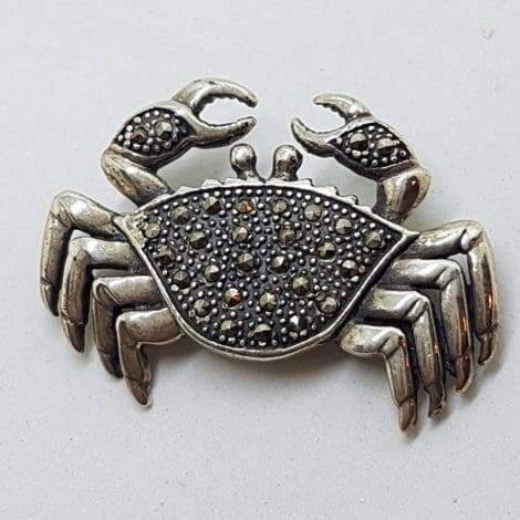 Sterling Silver Marcasite Large Crab Brooch