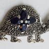 Sterling Silver Marcasite and Sapphire Turtle Brooch