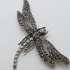 Sterling Silver Marcasite Large Dragonfly Brooch