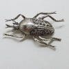 Sterling Silver Marcasite Large Scarab Beetle Brooch