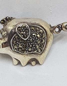 Sterling Silver Marcasite Pig Brooch