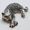 Sterling Silver Marcasite Big Cat Brooch - Puma / Jaguar