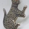Sterling Silver Marcasite Big Cat Brooch with Ruby Eye
