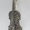 Sterling Silver and Marcasite Brooch / Pendant - Violin - Musical Theme