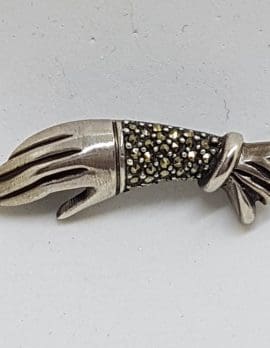 Sterling Silver Marcasite Hand Brooch