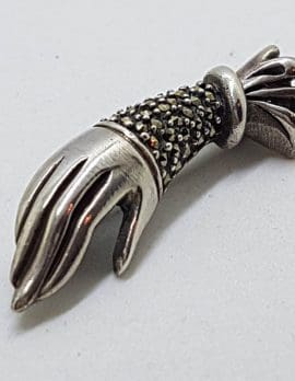 Sterling Silver Marcasite Hand Brooch