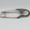 Sterling Silver Marcasite Safety Pin Brooch