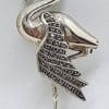 Sterling Silver Marcasite Flamingo / Heron / Bird Brooch