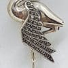 Sterling Silver Marcasite Flamingo / Heron / Bird Brooch
