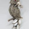 Sterling Silver Marcasite and Mother of Pearl Parrot Bird Brooch