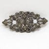 Sterling Silver Vintage Marcasite Brooch – Very Large Ornate Filigree with White