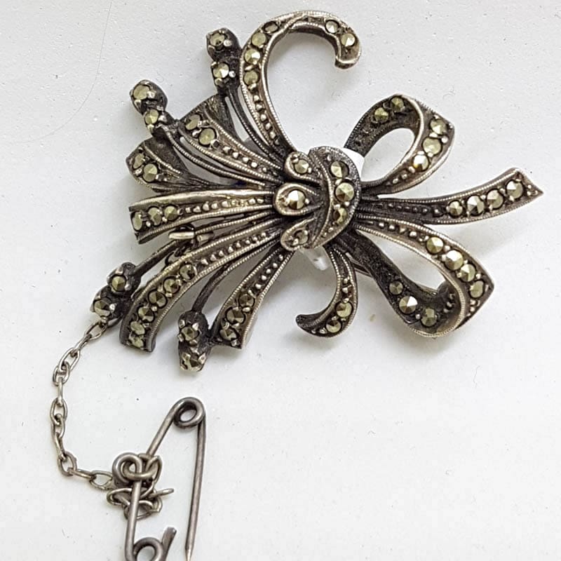 20210722_201419 Sterling Silver Vintage Marcasite Brooch - Spray