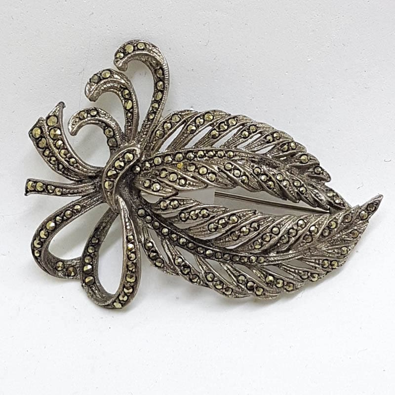 20210722_201456 Sterling Silver Vintage Marcasite Brooch - Large