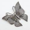 Sterling Silver Vintage Marcasite Brooch – Very Large Ornate Filigree Butterfly