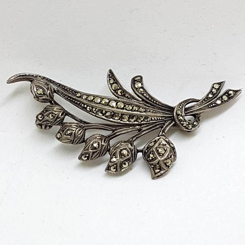 20210722_201953 Sterling Silver Vintage Marcasite Brooch – Large Lily of the Valley Flower