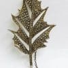 Sterling Silver Large Marcasite Leaf Brooch - Vintage