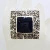 Sterling Silver Marcasite and Onyx Very Large Square Greek Key Design Ring