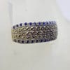 Sterling Silver Marcasite Lapis Lazuli Wide Band Ring