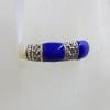 Sterling Silver Marcasite Lapis Lazuli Band Ring