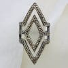 Sterling Silver Marcasite Large Marquis Diamond Shape Ring
