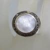Sterling Silver Mother of Pearl & Marcasite Round Ring