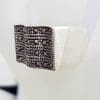 Sterling Silver Wide Wave Shape Marcasite Band Ring