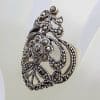 Sterling Silver Very Large Ornate Filigree Marcasite Ring