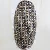 Sterling Silver Long Elongated Oval Marcasite Ring - Domed