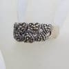 Sterling Silver Wide Marcasite Heart Band Ring