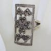 Sterling Silver Large Rectangular Marcasite Heart Ring