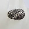 Sterling Silver Wide and Bulky with Ornate Design Domed Marcasite Ring