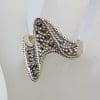 Sterling Silver Wide Marcasite Twist Ring