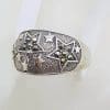 Sterling Silver Wide Marcasite Band Ring with Star Motif Ring