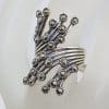 Sterling Silver Wide Marcasite Twisted Spray Ring