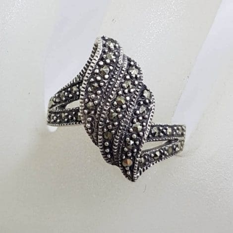 Sterling Silver Marcasite Thick Twist Ring