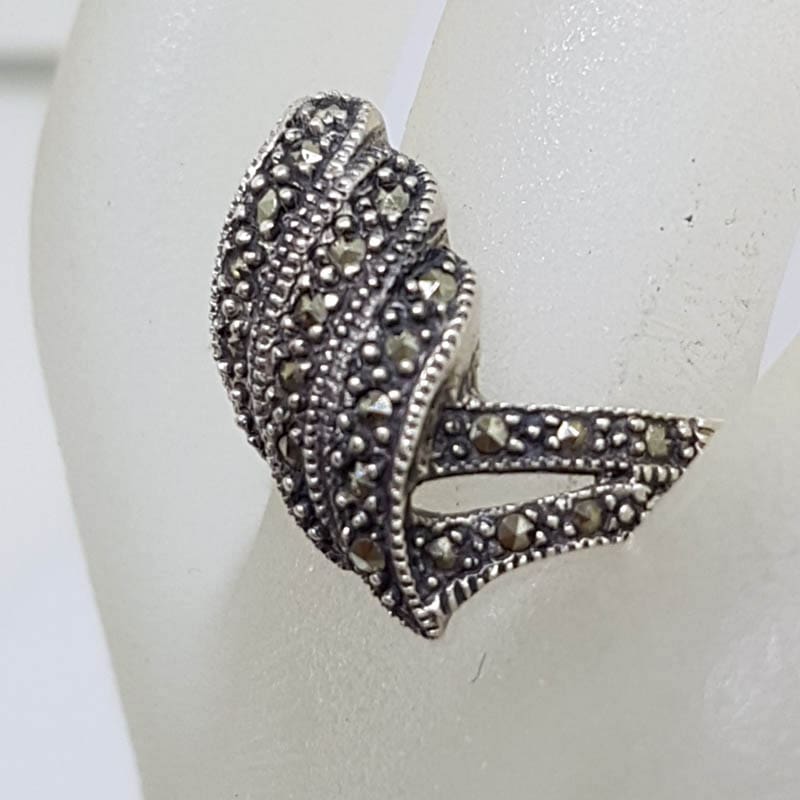 20210724_114749 Sterling Silver Marcasite Thick Twist Ring