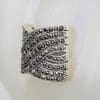 Sterling Silver Marcasite Wide and Heavy Thick Woven Twist Band Ring