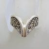 Sterling Silver Marcasite Wide Wishbone Ring