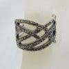 Sterling Silver Marcasite Wide Woven Twist Band Ring